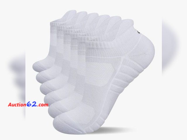 Lot 44-6683t - 6 Pairs Lapulas Athletic Running Ankle Socks, Low Cut Sports Socks, Cushioned Anti-Blister Tab Men Women Appears New, A basic inspection has...