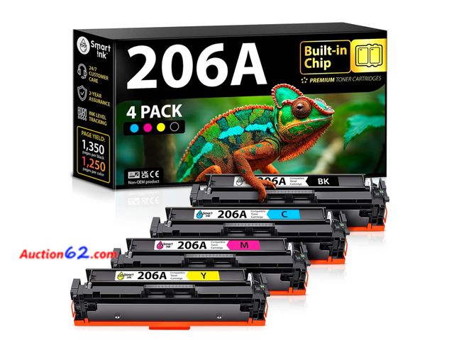 Lot 44-1590b - $230 Retail value- Smart Ink Compatible 206A Toner Replacement for HP 206A Toner Cartridges 4 Pack 206X with Chip to use with Color Laserjet...