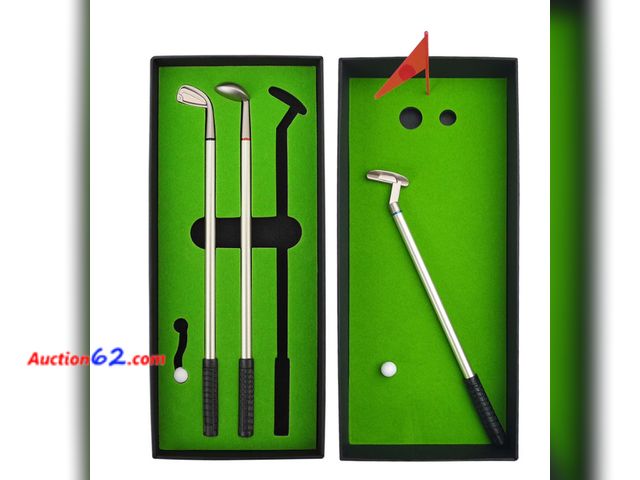 Lot 44-3002o - Golf Pen Set - 3 Pens, 3 colors with 2 balls and putting green - Great Gift - New in Sealed Box Never opened, Factory Sealed