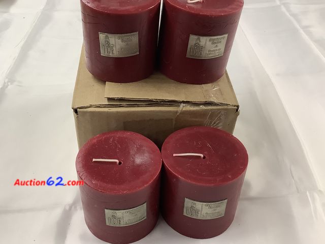 Lot 44-7506t - Lot of 4, 3x3 pillar cranberry fusion candles. NEW. See All Photo's Not Tested Never opened, Factory Sealed