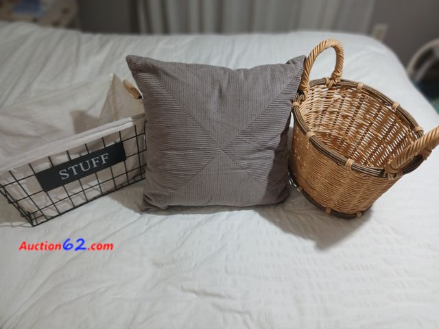 Lot 44-2111b - New with tag lined basket, measures approximately 9" x 13".  One. Used basket with two handles, measures approximately 9" X 11" without hand...