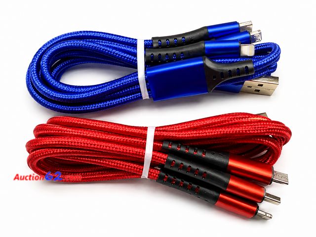 Lot 44-6094m - Two Multi-connector 3-N-1 USB Charger Cable. Appears New, A basic inspection has been given to this item. Sold AS-IS. See All Photo's Not Te...