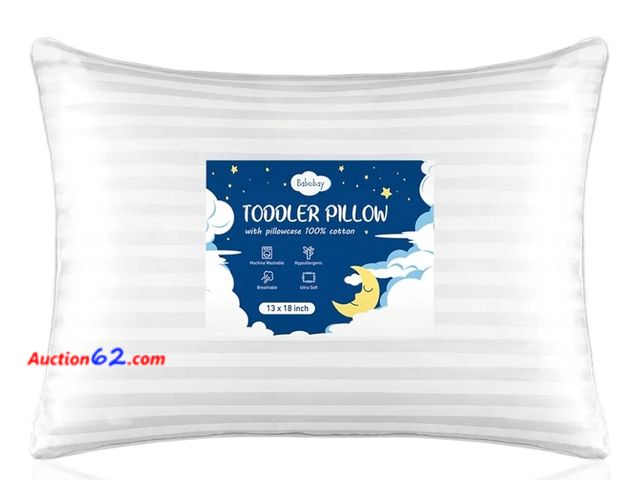Lot 44-6845g - Toddler Pillow,13 x 18 Toddler Pillows for Sleeping,Machine Washable Kids Pillow, Perfect for Travel,Toddlers Cot (Pillowcase Not Included) ...