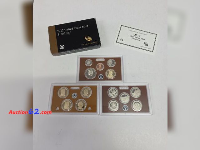 Lot 44-8523w - VERY, VERY EXPENSIVE LOW MINTAGE 2012 PROOF SET W/14 COINS! PRESIDENTIAL DOLLARS-CHESTER ARTHUR, GROVER CLEVELAND (1ST TERM), BENJAMIN HARRI...