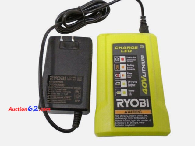 Lot 44-211g - Ryobi OP404VNM 40V Lithium Ion Battery Charger Powers on, not tested further