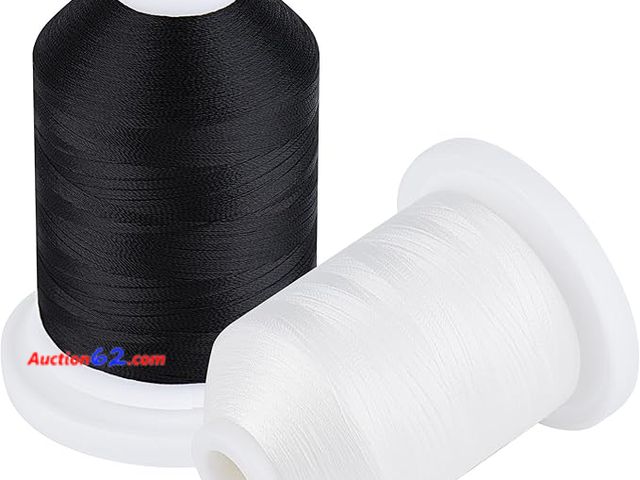 Lot 44-9122j - Lot of (4) Sets of 60WT Filament Polyester Bobbin Thread for Quilting 1500M White Black Appears New, A basic inspection has been given to th...