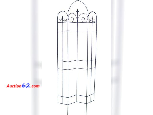 Lot 44-7181j - Panacea 72" Offset finial Trellis, black  E-Commerce Return, A basic inspection has been given to this item. Sold AS-IS.