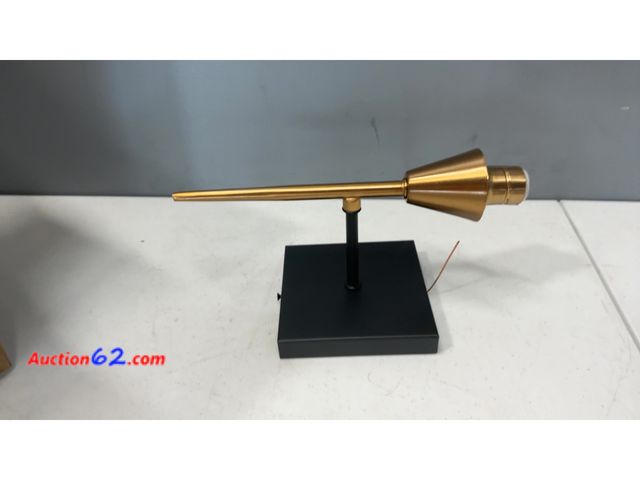 Lot 44-2679f - Gold Cone Lamp and Glass Shade Appears New, A basic inspection has been given to this item. Sold AS-IS. See All Photo's Not Tested