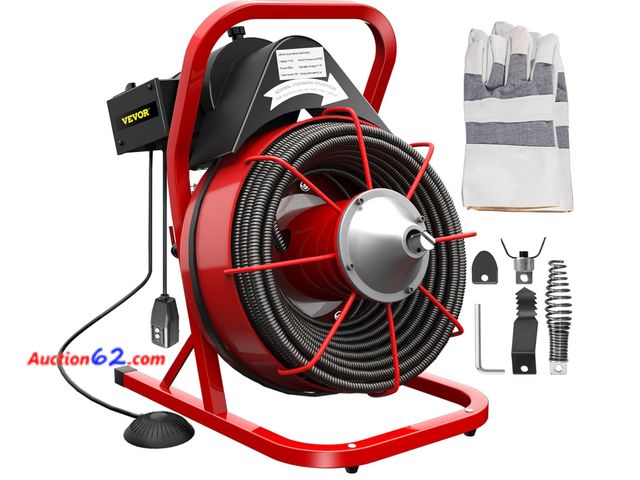 Lot 44-57b - Retail value of $249- 250W Drain Cleaning Machine,Portable Electric Drain Auger with Cutters Glove Drain (Stock Photo May Not Depict Exact M...
