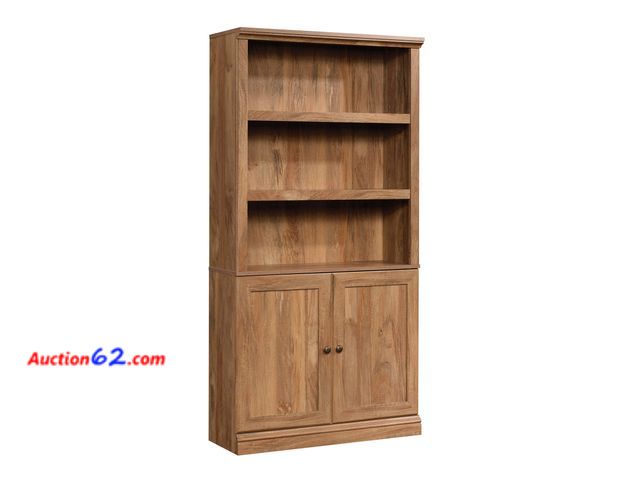 Lot 44-13t - $248.99 Retail price - Sauder Miscellaneous Storage Transitional 3-Shelf 2-Door Bookcase/ Book shelf, Sindoori Mango finish Appears New, A b...