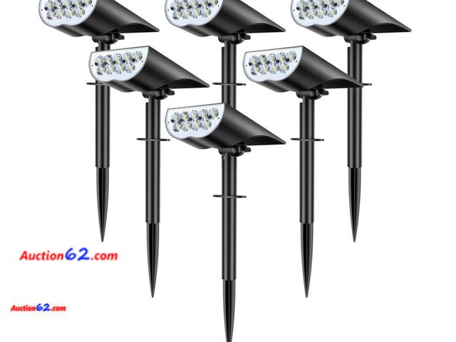 Lot 44-9024g - BAXIA TECHNOLOGY 6 Pack Cool White Solar Spot Lights Outdoor Waterproof, 3 Lighting Modes Solar Landscape Lights, Dusk to Dawn Spot Light- N...