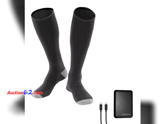 Lot 44-1990o - 32° Heat Rechargeable Heated Socks, XL, Black Not Tested See All Photo's Appears New, A basic inspection has been given to this item. Sold A...