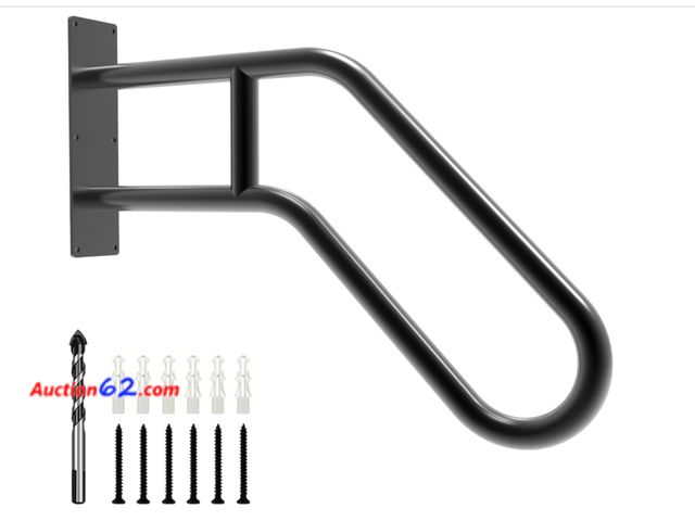 Lot 44-1624o - Handrails for Outdoor Steps Wall Mount, Railings for 1-3 Steps, U-Shaped Handrail with Matte Black Finished, Stair Handrails for Kids, Elder...