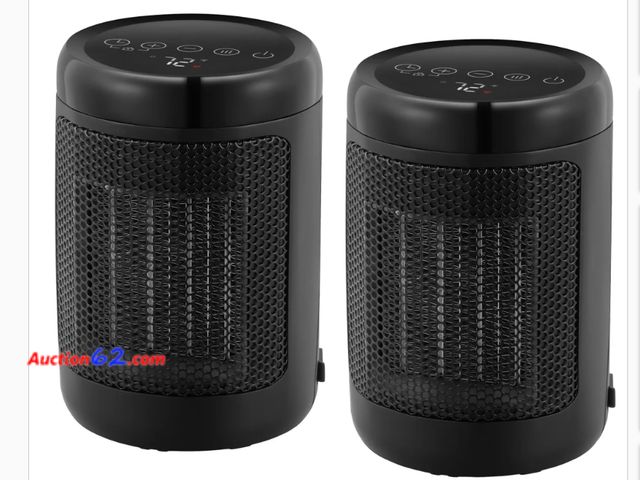 Lot 44-1509b - 2 PACK - OmniHeat 1500 W Digital Ceramic Personal Desktop Space Heater See All Photo's Not Tested E-Commerce Return, A basic inspection has ...