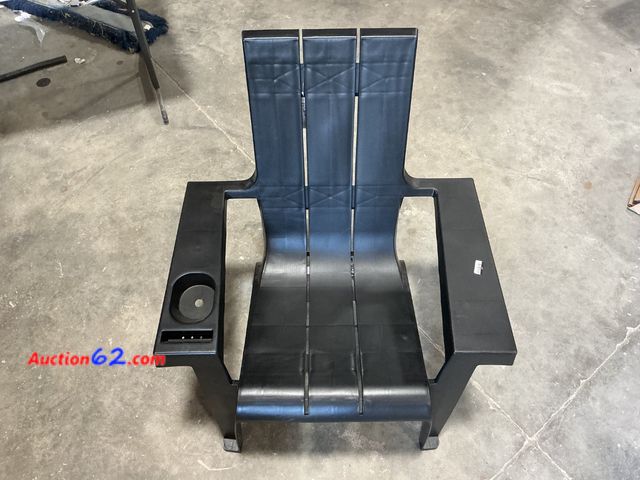Lot 44-200e - $150 Retail price - Black Plastic Adirondack Chair with Cup Holder See All Photo's E-Commerce Return, A basic inspection has been given to t...