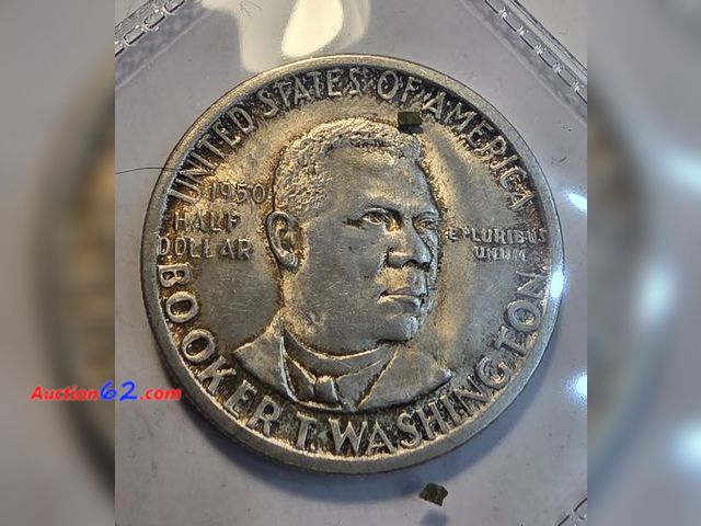 Lot 44-8343k - 1950-S BOOKER T WASHINGTON 90% SILVER HALF DOLLAR. MINTED IN SAN FRANCISCO. COMES IN PROTECTIVE FLIP! - NT