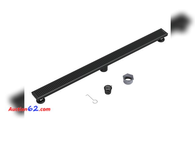 Lot 44-4059w - $92.69 Retail price - Neodrain 40" Black Linear Shower Drain with Removable Quadrato Pattern Cover, 304 Stainless Steel Rectangle Shower Flo...