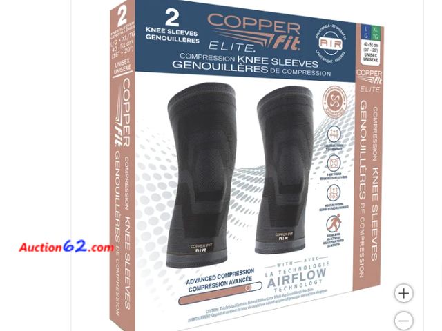 Lot 44-4059b - Copper Fit Elite Air Knee Sleeve, S/M, Compression, Breathable, Lightweight Not Tested See All Photo's Appears New, A basic inspection has b...