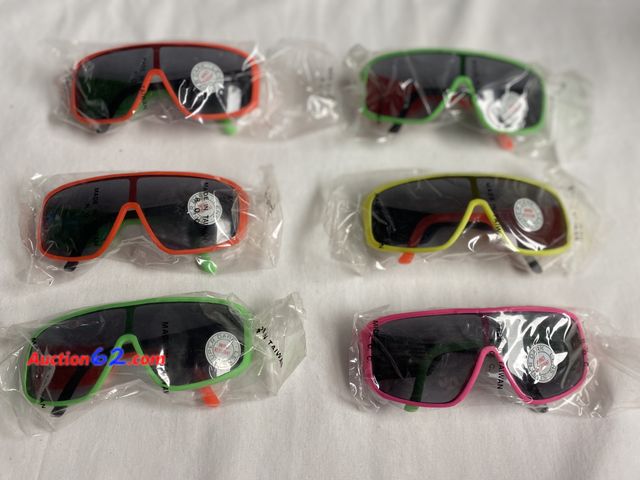 Lot 44-2018i - New. 6 pairs youth sunglasses. Super Dark Lens. Impact resistant. See photos. Appears New, A basic inspection has been given to this item. S...