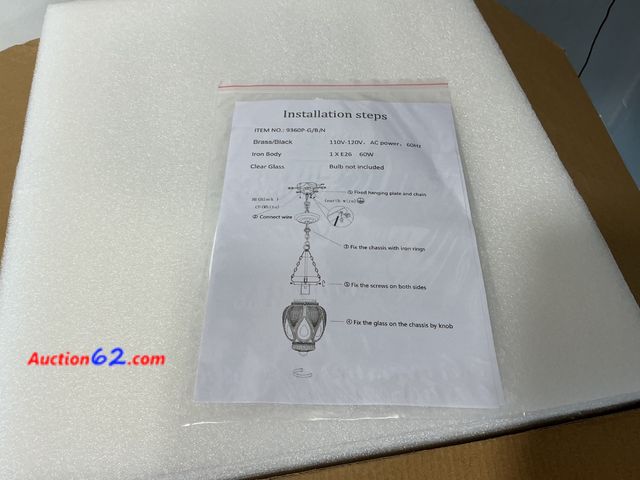 Lot 44-698o - 9360 Pendant Light Fixture Brass/Black See All Photo's Not Tested Appears New, A basic inspection has been given to this item. Sold AS-IS.
