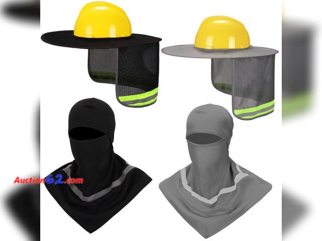 Lot 44-1775n - Ultrafun 4 Pcs Hard Hat Sun Shade Full Brim Mesh Balaclava Neck Sun Protection with Reflective Strip(Not Include Hard Hat) (US, Alpha, One S...