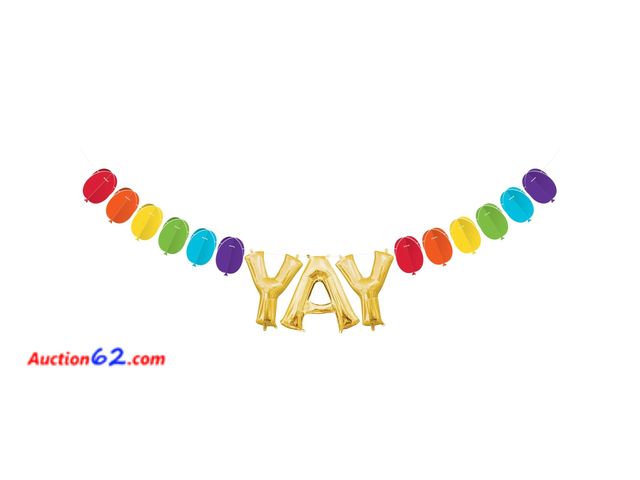 Lot 44-5534t - Lot of 3 - "Yay" 3D Hanging Balloon Banner | Party Decoration | 1 Ct. Appears New, A basic inspection has been given to this item. Sold AS-I...