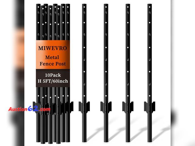 Lot 44-133m - Metal Garden Fence Posts– Heavy Duty U-Post for Wire Fencing, 5 FT Black See All Photo's Appears New, A basic inspection has been given to t...