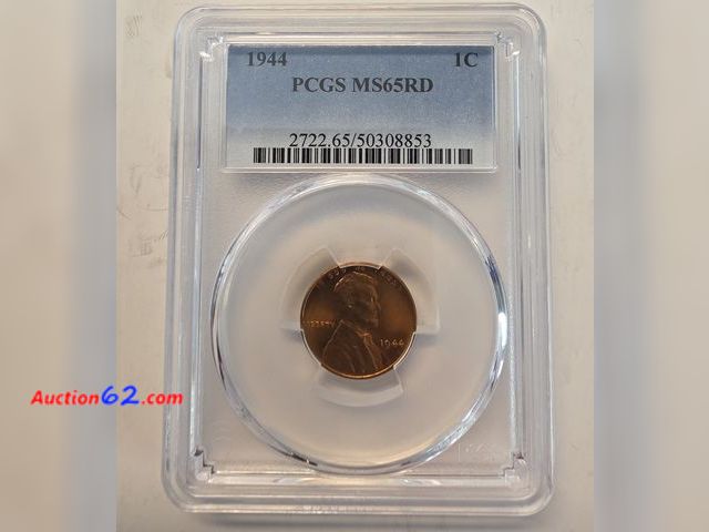 Lot 44-8347g - **VERY BEAUTIFUL GEM** MS65 RED 1944 LINCOLN WHEAT CENT IN A PCGS HOLDER. - NT