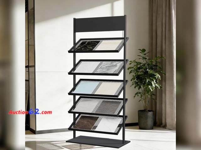 Lot 44-538e - $132.65 Retail price - 5-tier Floor Tile Display Stand, Retail Display Rack for Tile, Height-59in Not Tested See All Photo's Appears New, A ...