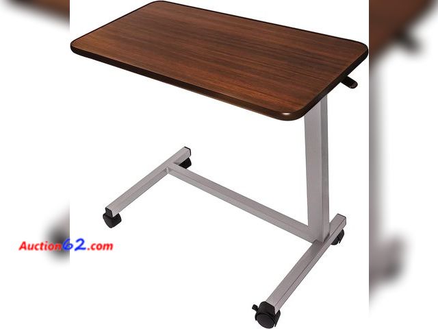 Lot 44-182j - Vaunn Medical Adjustable Overbed Bedside Table With Wheels (Hospital and Home Use) Appears New, A basic inspection has been given to this it...