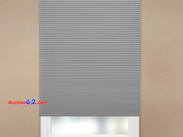 Lot 44-4009b - Pewter Cordless Blackout Cellular Shade for Windows - 24.5 in. W x 48 in. L (Actual Size 24.25 in. W x 48 in. L) 1. Appears New, A basic ins...