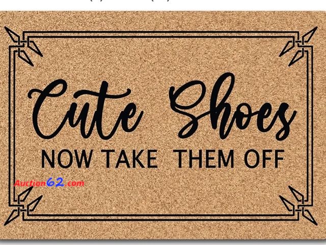 Lot 44-6707p - Welcome Mat Cute Shoes Now Take Them Off Colorful Funny Door Rugs for Entrance Way Fabric Top with a Anti-Slip Rubber Back Indoor/Outdoor/Ki...
