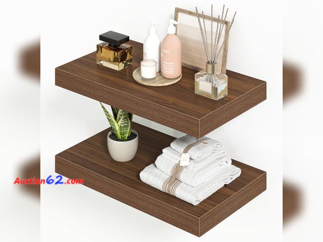 Lot 44-157e - $75.99 Retail price - Heimlove Floating Shelves for Wall 36 Inches Long,9.3" Deep Walnut Floating Shelf Set of 2,Wall Mounted Shelves for Ba...