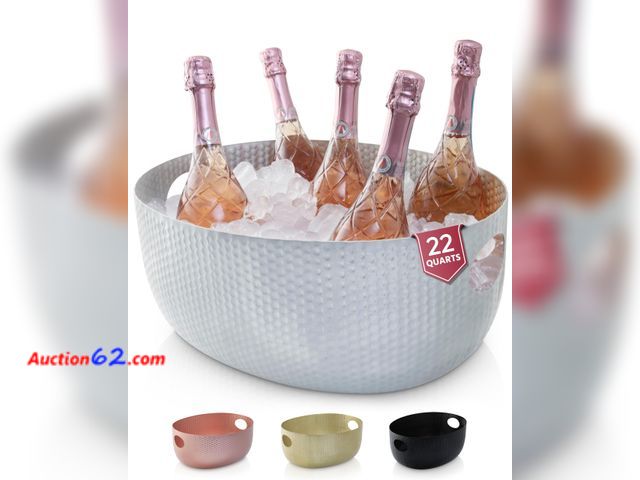 Lot 44-334 - $129.99 Retail price - Gusto Nostro Large Beverage Tub for Parties - Metal Tub for Wine Bottles,Champagne,Beers - High Capacity Ice Bucket f...
