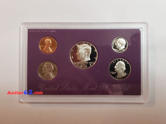 Lot 44-8537g - 1991 PROOF SET W/KENNEDY HALF, WASHINGTON QUARTER, ROOSEVELT DIME, JEFFERSON NICKEL AND LINCOLN CENT. MINTED IN SAN FRANCISCO. COMES IN ORIG...