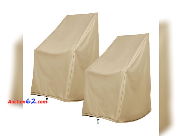 Lot 44-121i - Shine Company Weatherproof Outdoor Rocking Chair Cover Set of 2, 100% Woven Polyester, Elastic Cord with Toggle, Khaki, 2-Pack E-Commerce Re...