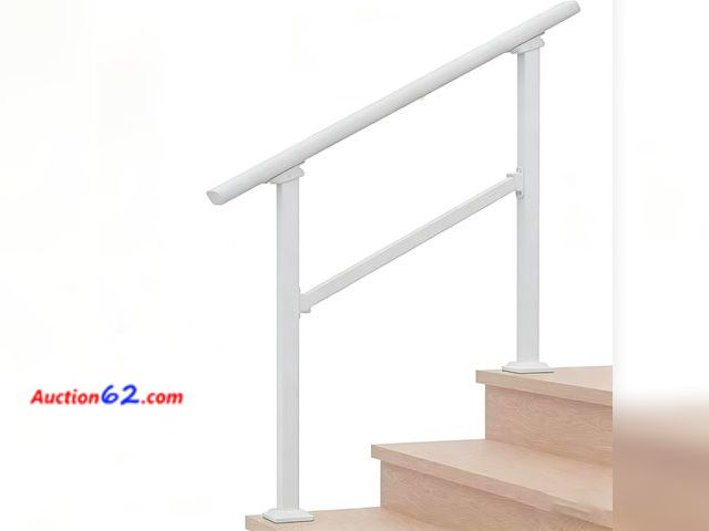 Lot 44-805w - Metty Metal Hand Rails for Outdoor Steps，3 Steps Stair Handrail &amp; Indoor Stair Railing Kit，Railings for Outdoor Steps for Fence &amp; Ou...