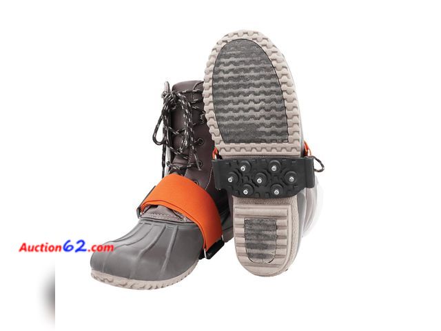 Lot 44-1986o - GGS Ice Cleats for Shoes &amp; Boots – Non-Slip, Mid-Sole Spikes with Adjustable Strap for Traction in Snow and Ice, Winter Hiking, Fishing,...