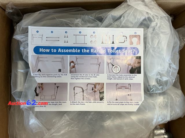 Lot 44-4060a - Toilet Seat Riser Extra Wide, 500lb Raised Toilet Seat with Handles,Seat Height Adjustable from 19“ to 25” and Internal Width from 25.5“ to ...