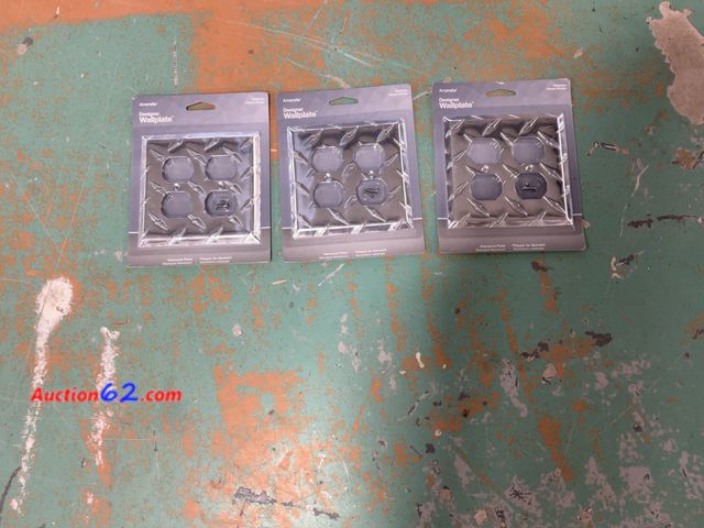 Lot 44-923p - Amerelle Designer Wallplate, Diamond Plate - Stamped Aluminum, 2-Gang Duplex, Silver Appears New, A basic inspection has been given to this ...