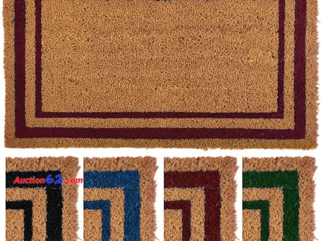 Lot 44-2542e - $99.95 Retail price - Ecomills Red Border Coco Coir Doormat, 36 x 60 in, Vinyl Backing Appears New, A basic inspection has been given to thi...