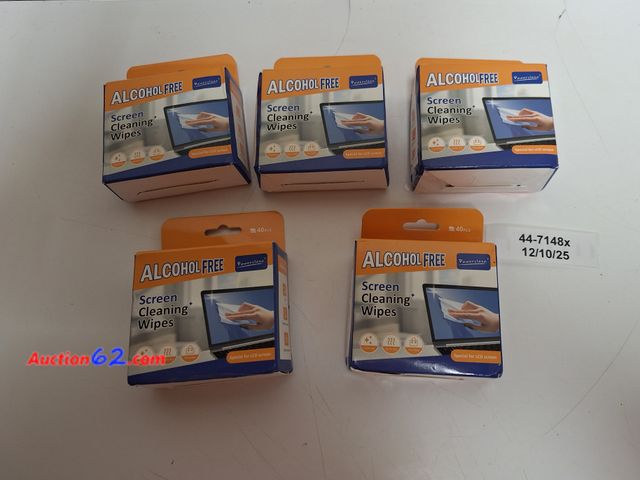 Lot 44-7148x - Lot of (5) Power clean alcohol free screen cleaning wipes, 40 ct Appears New, A basic inspection has been given to this item. Sold AS-IS.