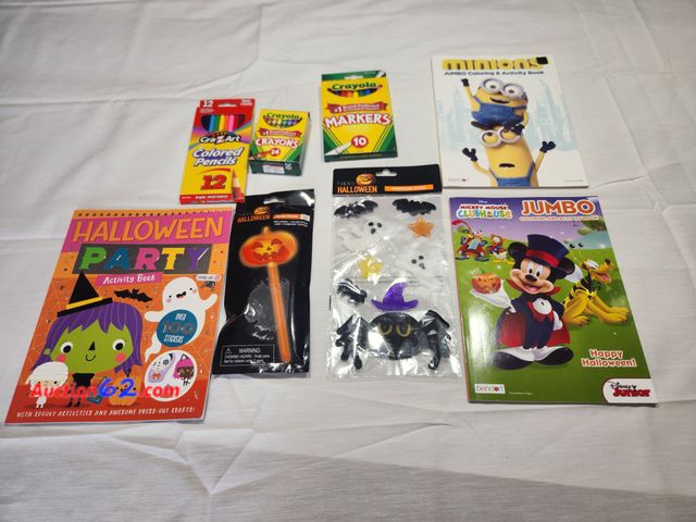 Lot 44-3609m - 1 Mickey Mouse Jumbo Coloring and Activity Book. 1 Halloween Party Activity Book over 100 stickers. 1 Minion Jumbo Coloring and Activity Boo...