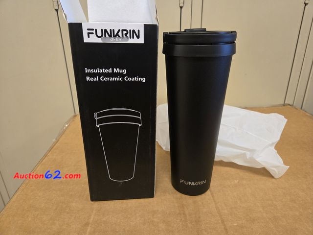 Lot 44-6634g - Funkrin Insulated Coffee Mug with Ceramic Coating, 22oz Appears New, A basic inspection has been given to this item. Sold AS-IS.