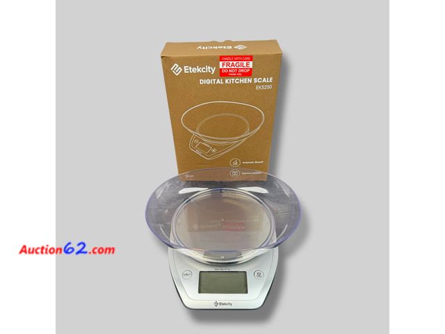 Lot 44-5290g - Etekcity | 0.1g Precision Digital Kitchen Scale with Bowl. Silver. Appears New, A basic inspection has been given to this item. Sold AS-IS. ...