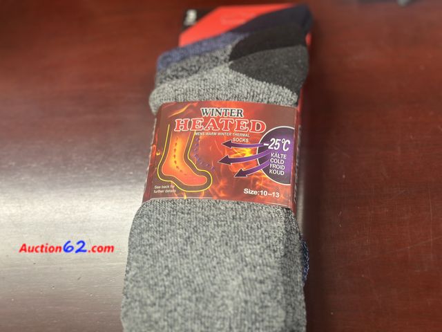 Lot 44-7532b - 3 pack of men’s heated thermal socks size 10-13.NEW. See All Photo's Not Tested Never opened, Factory Sealed