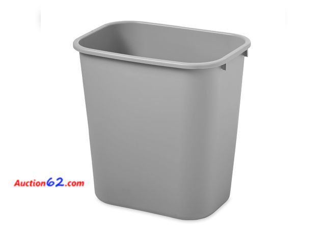 Lot 44-236a - Lot of (2) Rubbermaid Commercial Products Resin Wastebasket/Trash Can, 7-Gallon/28-Quart, Gray, Plastic, for Bedroom/Bathroom/Office, Fits U...