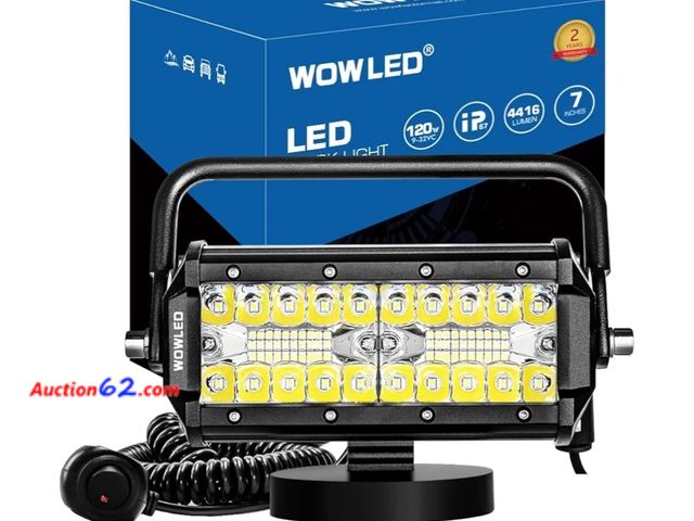 Lot 44-6559k - WFPOWER Magnetic LED Work Light Bar, 48W LED Combo Beam Light Pod with Magnetic Base Mount, Portable LED Light Flood and Spot Appears New, A...