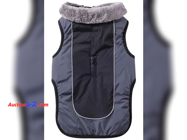 Lot 44-6529q - Size Small Fleece Collar Dog Coat for Small Dogs,Waterproof Warm Puppy Jacket for Cold Winter,Black Appears New, A basic inspection has been...