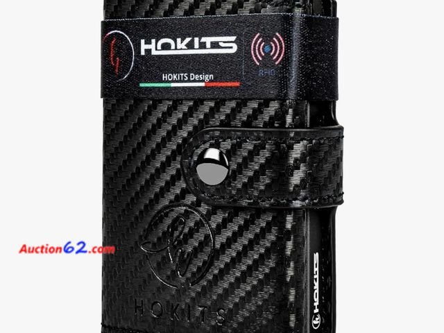 Lot 44-6708t - HOKITS men's wallet document holder small credit card holder money clip (Black Carbon Fibre) Appears New